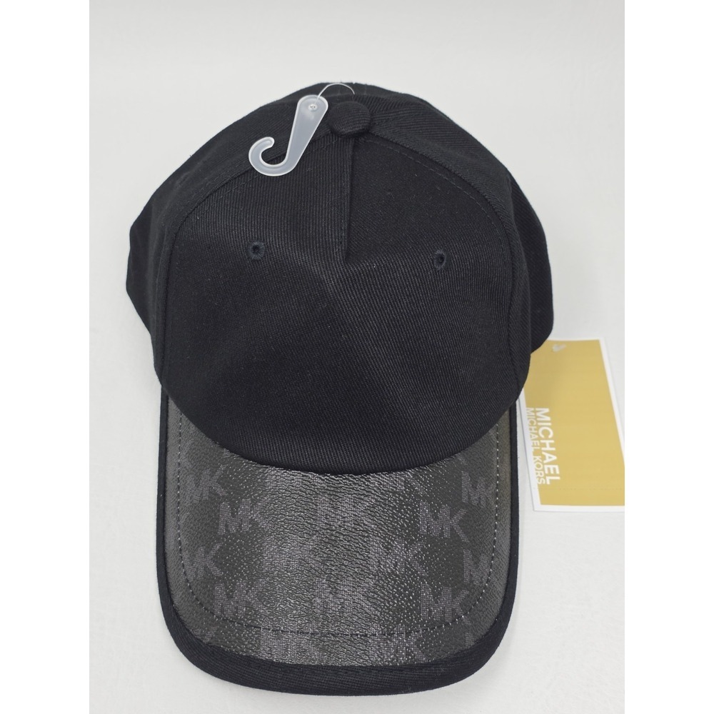 MICHAEL KORS Baseball Hat MK Logo Size OS Baseball Cap Black Embroidered New